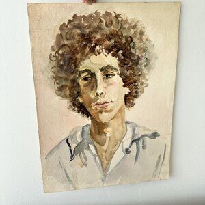 Vintage watercolor portrait painting